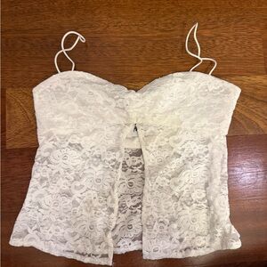 Princess Polly Lace Strapless white flyaway  Top
